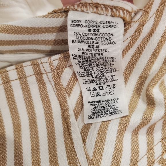 Free People Frankie High Waist Striped Pants Tan/White Ankle Crop - Picture 5 of 5